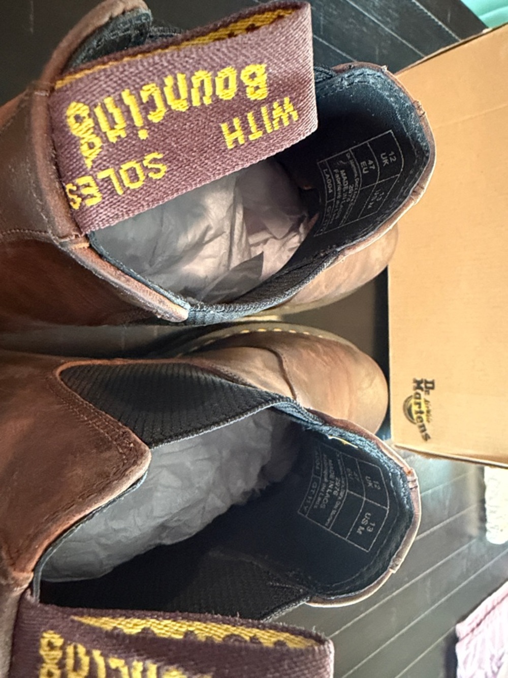 Dr. Martens Chestnut Brown Full Waxed Grain Slip-On Boots US Size 13 NIB - Picture 7 of 10